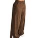 Women's Casual Corduroy Pants Mid-Waisted Slit Loose Straight Leg Floor Length Fashion Spring Autumn England Style_ecoleips.com