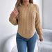 Women's Clothing Casual Solid Color Cable Knit Pullover Sweater With Lantern Sleeves For Autumn And Winter Regular Fit England Style Fashion_ecoleips.com