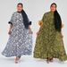 Plus Size Maxi Dress – Batwing Sleeves, Floral Print & Stretchy Chiffon (One-Size Fits Most, Round Neck, Bohemian Loose Fit, Breathable Polyester)_ecoleips.com