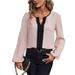 Verve 2025 Women's Fashion Autumn Winter New Color Block V-neck Puff Sleeve Blouse Top_ecoleips.com