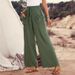 Women's Summer Casual Trousers Solid Color Button Decoration Pockets Drawstring Elastic Waist Wide Leg_ecoleips.com