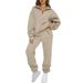 Women's Casual Sweatsuit Set – Solid Color Hoodie & Jogger Pants (15 Colors, S-Xxl) | Polyester Fleece Loungewear For Streetwear & Comfort_ecoleips.com