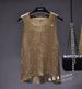 Women's Sparkle Knit Sleeveless Top – Slim Fit Shimmer T-Shirt (Gold/Pink/Black, One Size) | Casual & Party Wear_ecoleips.com