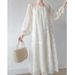 French Temperament Tea Break Gentle Style Unique Dress Super Beautiful 2025 Spring Loose Slimming Long Sleeved Skirt For_ecoleips.com