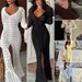 Solid Color Long Knitted Cardigan Outerwear With Hollowed Out Flared Sleeves And A Relaxed V Neck Women's Cover Up._ecoleips.com