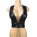 2026 Cross-Border European And American Style Women's Halter Neck Tie Sexy Hollow Matte Leather Cropped PU_ecoleips.com
