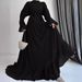 Women’s Clothing Muslim New Chiffon Solid Color Long Belt Fashion Elegant Dress_ecoleips.com