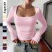 Women's Clothing U Shaped Slim Fit T-Shirt Casual Retro Sweet And Spicy Style Spring/Summer Top_ecoleips.com