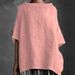 2026 Summer New Top Crew Neck Cotton And Linen Style Solid Color Loose Women's T-shirt_ecoleips.com