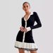 Women's Clothing Autumn New Bow Tie Ruffle Knitted Skirt Pearl Button Long Sleeves_ecoleips.com