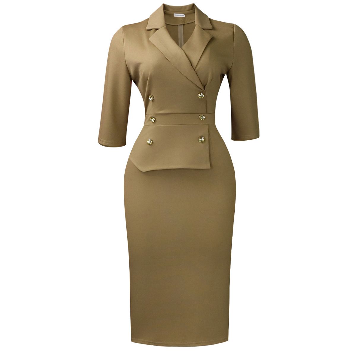 Women's Slim Fit Sleeveless Pencil Dress with Belt Office Elegance Stretchy Polyester Blend S-XXXL_ecoleips.com