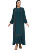 Women New Solid Color Beaded Coat Fashionable And Elegant Muslim Robe Dress_ecoleips.com
