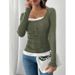 Leather Lace Long-Sleeved Patchwork Women's Slim-Fit T-Shirt Tops Wholesale For Plus-Size Women_ecoleips.com