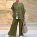 Women's Clothing New Women's Cotton And Linen Fashion Casual Large Size Asymmetric Long Sleeved Suit Wide Leg Pants Two Piece Suit_ecoleips.com