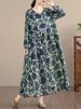 Cotton Long Sleeve Print Vintage Dresses Women Casual Loose Long Dress Office Lady Vestidos Elegant Clothing Spring Autumn 2025_ecoleips.com