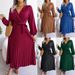 Bestseller Real Shot 2026 European And American Spring-summer Elegant Cross V-neck Large Hem Pleated Long Skirt_ecoleips.com