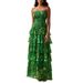 New Arrival French Style Strapless Long Dress Ruffled Hem High End Chiffon Midi Dress For Women_ecoleips.com
