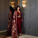 Z279 Dubai Muslim Saudi Gold Foil Two-Piece Evening Women's Robe Dress Abaya_ecoleips.com