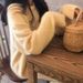 Women's Oversized Lazy Style Round Neck Pullover Sweater - Soft Cream Yellow, Fluffy & Cozy, Perfect FAutumn & Winter, Versatile & Chic_ecoleips.com