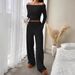 Women's Clothing Fashion Off Shoulder Slim Fit Women's Long Sleeved Two Piece Set American Style Trousers_ecoleips.com