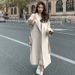 Blue Korean-style Commuter Wool 2025 Autumn/Winter New Korean Version Loose Mid-length Belted Woolen Coat For Women_ecoleips.com