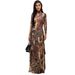 Women's Clothing High Neck Long Sleeve Top Spring New Animal Snake Print High Slit Long Top_ecoleips.com