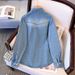 Women's Clothing Women's Retro Denim Shirt Jacket Loose Fit Casual Long Sleeved Blouse For Petite Figures Spring Autumn Style_ecoleips.com