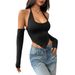 Voya Women's Personalized Street Style T-shirt For Spring And Summer 2026, Spicy Girl Slim Fit Backless Short Top_ecoleips.com