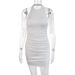 2024 New Sleeveless Backless Round Neck Women's Fashion European And American Sexy Halter Ruched Slim Short_ecoleips.com