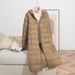 Women's Lightweight Long Hooded Down Jacket With Wavy Design, Slim Fit Winter Coat For Casual Wear (Beige, Pink, Gray, Brown, Black)_ecoleips.com