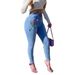 Women's High Waist Printed Jeans Sexy Tight Pants Solid Color Denim For Spring/Autumn Season_ecoleips.com