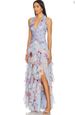 K New Style Gentle And Fashionable Printed Pleated Waist Cinching Dress_ecoleips.com
