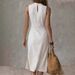 Women's Clothing Elegant High-Slit Knit Midi Dress | Sleeveless Solid Color Bodycon Dress For Women_ecoleips.com