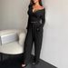 Women's Clothing Autumn New Suits Long Sleeved Buttoned Solid Color Tight Top Plus Trousers Two Piece Suit For Women_ecoleips.com