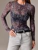 Women's Slim Fit T-Shirt Round Neck Leopard Print Mesh European American Spring Fashion 2026_ecoleips.com