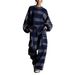 Vintage Grunge Checkered Tracksuit Set – Oversized Streetwear Joggers & Hoodie With Contrast Stitching (Blue-Grey/Red-Grey, S-5xl)_ecoleips.com