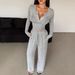 Women's Clothing Women's Two Piece Suit Long Sleeved Buttoned Solid Color Tight Top Plus Size Trousers Autumn Suits Style_ecoleips.com