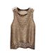 Women's Sequin Mesh Hollow-Out Tank Top – Glittery Sleeveless Shimmer Blouse For Party & Night Out (Khaki Gold/Black Silver, One Size)_ecoleips.com