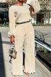 C3077 Women's Home Casual Loose Pleated High Elastic Two-Piece Set_ecoleips.com
