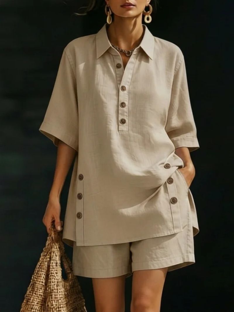 K New Women's Short Sleeved Shirt Loose Pants Two-piece Set_ecoleips.com
