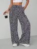 Women's Clothing Leopard Print Straight Leg Pants For Women Fashionable Wide Leg Long Trousers For Formal & Casual For Women_ecoleips.com
