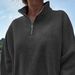 Women’s Half-Zip Fleece Sweatshirt – Oversized Pullover (Greyish/Dark Gray/Black/Apricot, XS-XXL)_ecoleips.com