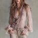 Merlad Women's Faux Two-Piece Top Alluring Sexy Design Knotted Lace Bell Sleeves_ecoleips.com