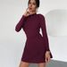 Slim Fit Long Sleeved Dress European American Style Semi High Neck A Line Skirt Women's Clothing_ecoleips.com