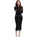 Women's Clothing Women's Elegant Rhinestone Petal Button Cardigan Long Knit Dress Autumn/Winter Korean Style Sweater Dress_ecoleips.com