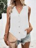 2023 European And American Cross-Border Summer New Women's Clothing Solid Color V-Neck Loose Chiffon Blouse Sleeveless_ecoleips.com
