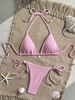 Women's Sexy Bikini Set – Adjustable Triangle Top & High-Cut Thong Bottom | Minimalist Swimwear For Beach & Pool_ecoleips.com