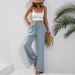 Women's Clothing Spring And Summer New All Match Solid Color Mopping Wide Leg Pants Casual Pants_ecoleips.com