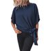 2025 European And American Women's Clothing Summer New Solid Color Batwing Sleeve Loose T-shirt With_ecoleips.com