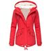 Women's Hooded Winter Coat With Drawstring Waist - Thick Cotton-Padded Jacket For Cold Weather - Streetwear Fashion In Pink, Red, Black, Navy_ecoleips.com